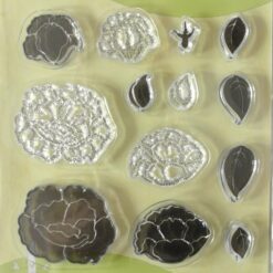leane creatief, clearstamp, opbouwbloem - flower combi