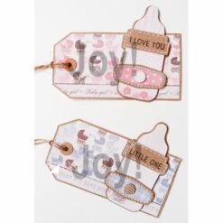 voorbeelden van kartonnen labels van Joy crafts GD Baby tags