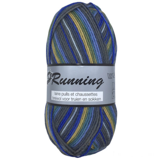 New Running multi grijs blauw groen 424 sokkenwol
