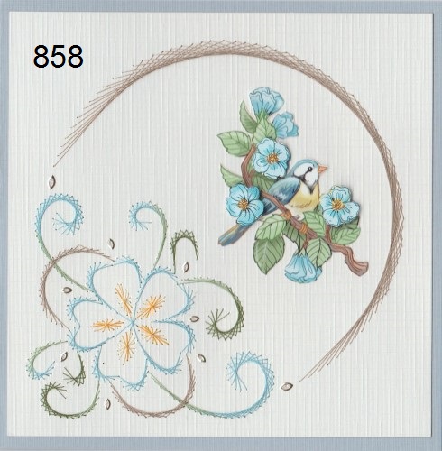 Laura's Design patroon voorbeeld kaart borduurpatroon bloem met cirkel 858