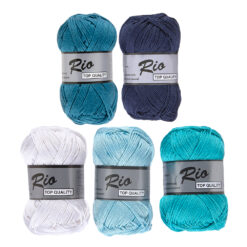 Kleurencombinatie Rio blauw wit kleuren katoen garen
