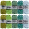 Kleurencombinatie Cotton eight groen blauw kleuren katoengaren