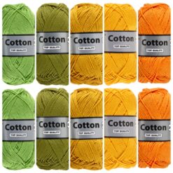Kleurencombinatie Cotton eight groen geel kleuren katoengaren