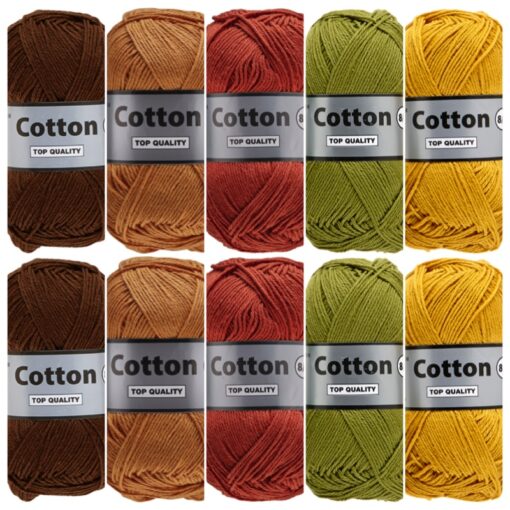 Kleurencombinatie Cotton eight herfst kleuren katoengaren
