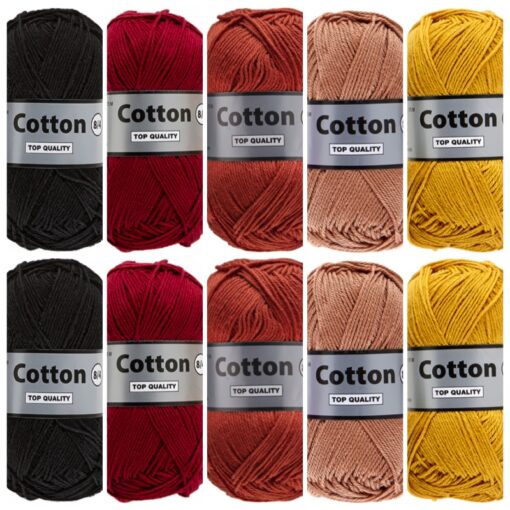 Kleurencombinatie Cotton eight bruin oker kleuren katoengaren