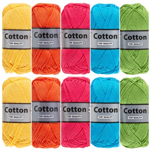 Kleurencombinatie Cotton eight vrolijke kleuren katoengaren