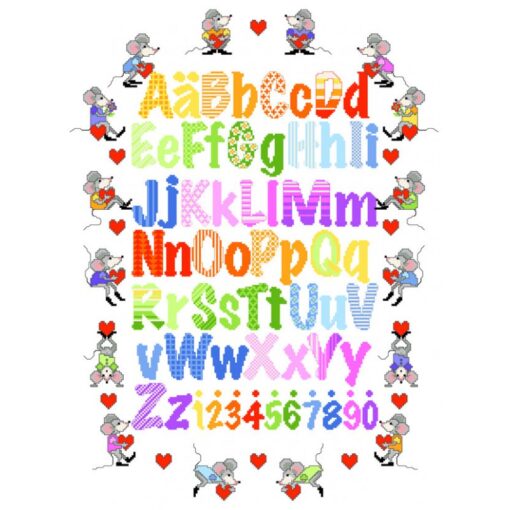 Lindner borduur telpatroon mauseabc (030) muizen alfabet