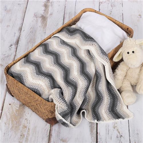 Haakpakket zigzag deken grijs - baby ripple deken