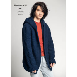 lang vest met Laponie garen blauw