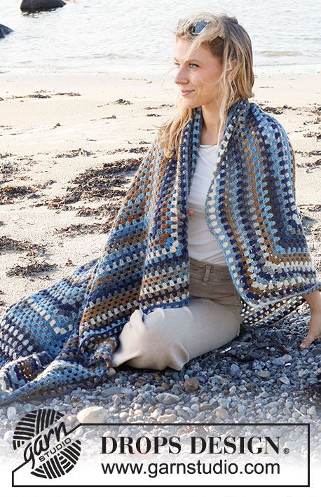 Drops patroon van een granny square deken van chunky garen