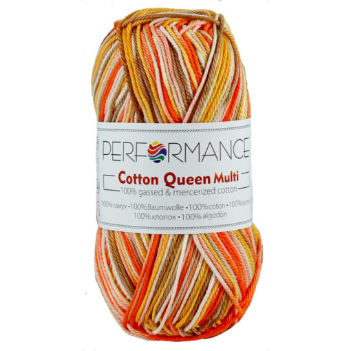 Cotton queen multi oranje bruin 9075 - katoengaren