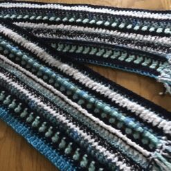 Ratjetoe sjaal haakpakket in blauw