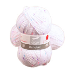 Babylux color 411 wit met roze paars - acrylgaren