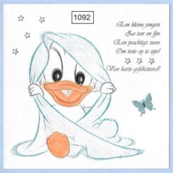 Kaart borduurpatroon baby donald duck 1092