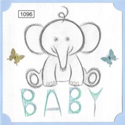 kaartborduurpatroon olifantje met baby tekst 1096 Laura design