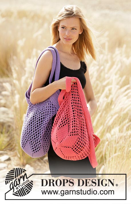 sunset shopper - drops paris katoen garen gehaakte tas