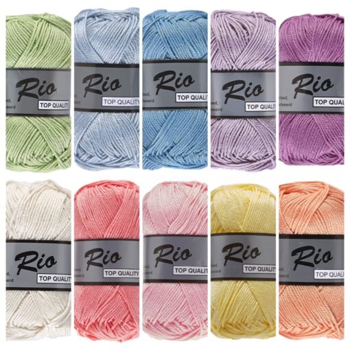 Kleurencombinatie Rio pastel regenboog - katoengaren