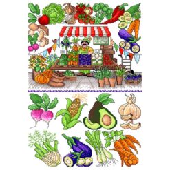Borduur telpatroon Weekmarkt (099) - Lindner's kruissteek - Afbeelding 2