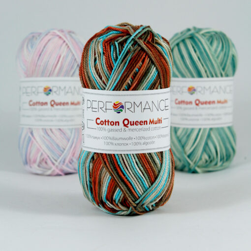 Cotton queen multi bruin blauw 10405 - katoengaren