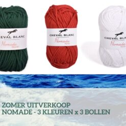 nomade donkergroen, rood en wit